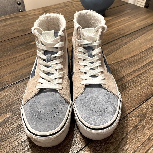 VANS Sk8 Hi Tapered Pig Suede/Sherpa Multi Color Shoes Platform Women's Size 8 - Picture 4 of 10